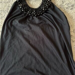 Black Beaded Neckline Halter Top